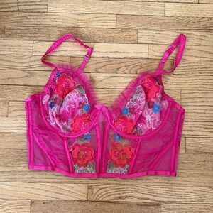 Victoria's Secret Vibrant Pink Floral Lace Bra